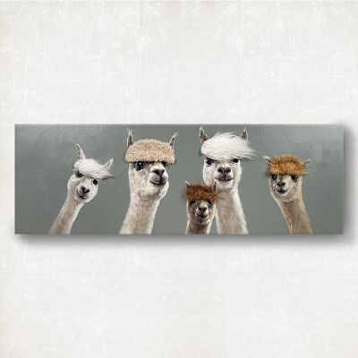 Schilderij - Alpaca Family (50 x 150 x 3,5 cm)