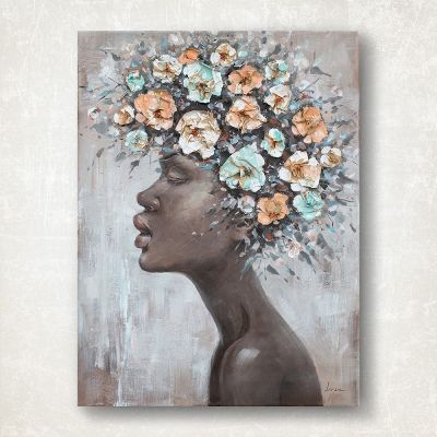 Schilderij - Flower Woman (76 x 100 x 3,5 cm)