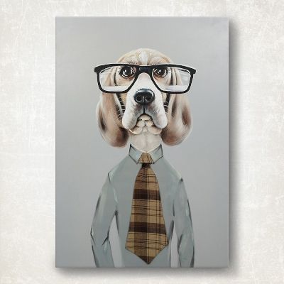 Schilderij - Professor Dog (60 x 90 x 3,5 cm)