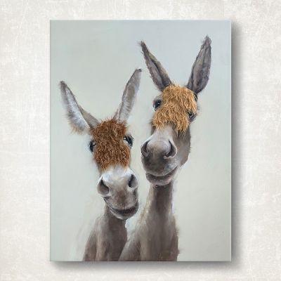 Schilderij - Curious Donkeys (76 x 100 x 3,5 cm)