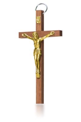 kruis 11 cm HOUT- corpus METAAL