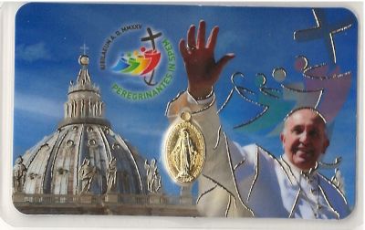 Plastic Kaartje met Medaille en Gebed - JUBELJAAR  -2025 en Paus Franciscus