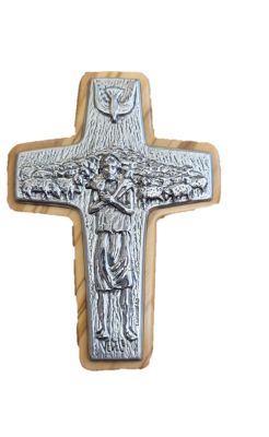 kruis 11 cm goede herder HOUT/ZILVER kruis 11 cm goede herder HOUT/ZILVER