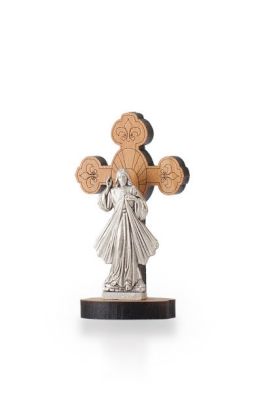 Kruis OLIJFHOUT met Barmhartige Christus 7 cm