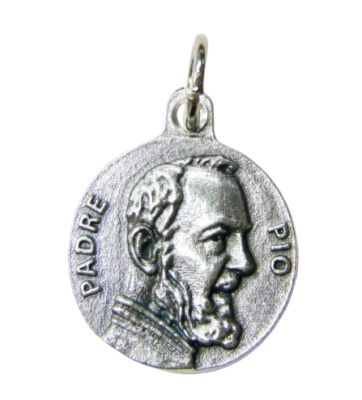 Medaille Pater pio 18 mm zilver 925