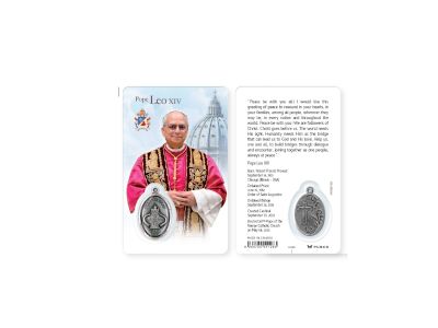 Paus Leo XIV Kaartje met Medaille en Gebed