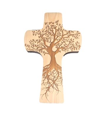 Kruis 21 cm  levensboom HOUT