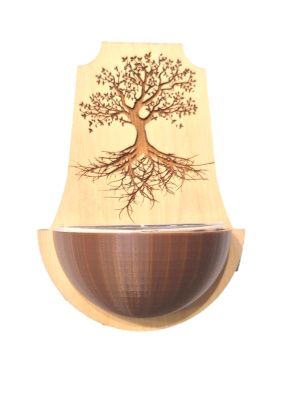 Wijwatervatje HOUT 12 cm - wijwaterbakje -