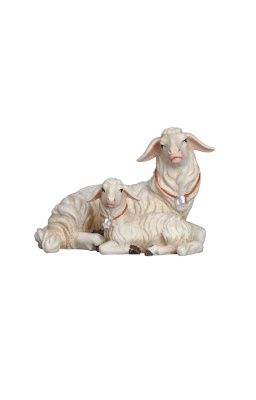 Schaap met lam houtsnijwerk 12 cm