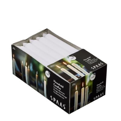 20 huishoudkaarsen - WIT -  19 x 180 mm