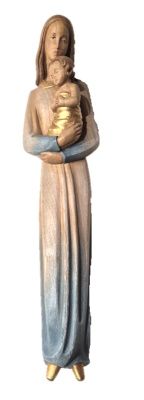 Wandbeeld Madonna met kind 54 cm -HOUTSNIJWERK-