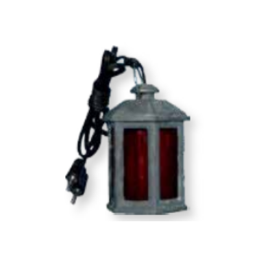 Lantaarn METAAL 3 cm - 1.5V blauw of rood glas Lantaarn METAAL 3 cm - 1.5V blauw of rood glas