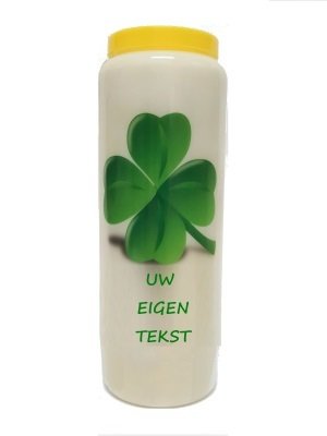 Noveenkaars KLAVERTJE VIER MET EIGEN TEKST