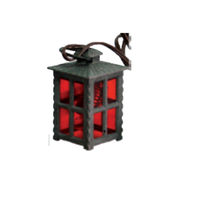 Lantaarn  3 cm METAAL rood glas