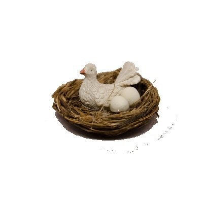 Nest met vogel en 2 eieren 3 cm Nest met vogel en 2 eieren 3 cm