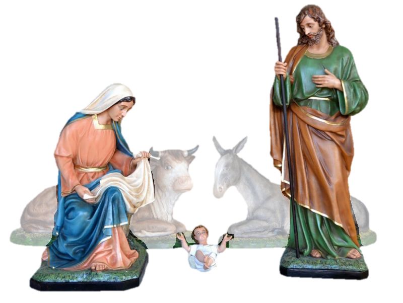 Kerstset 160 cm  Maria, Jozef, Jezus en kribbe KER-CIM-700-160-HF