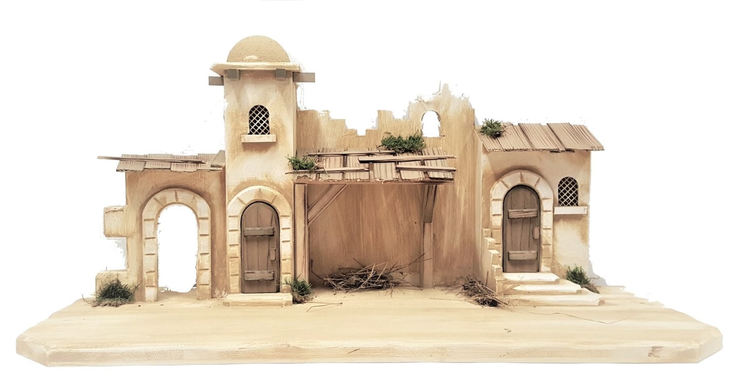 Kerststal 70 x 30 x 35 cm voor 9 - 12 cm figuren