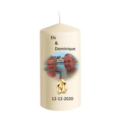 Huwelijkskaars Ø 8 cm x 20 cm of 25 cm EIGEN AFBEELDING