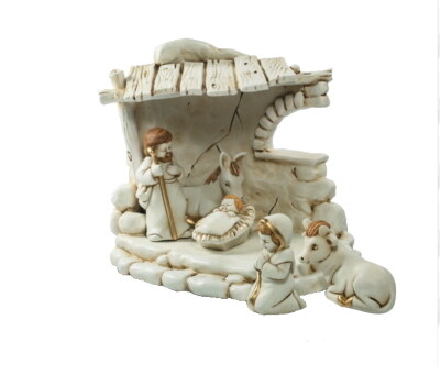 5 Figuren 8.5 cm + Kerststal 18 cm