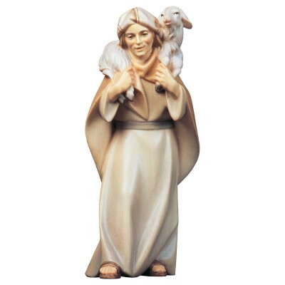Herder 12 cm houtsnijwerk  "wasserfarbe" gekleurd