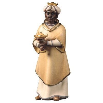 Koning 12 cm houtsnijwerk  "wasserfarbe" gekleurd