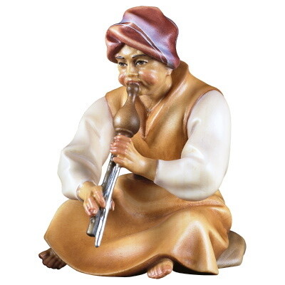 Herder 12 cm houtsnijwerk  "wasserfarbe" gekleurd