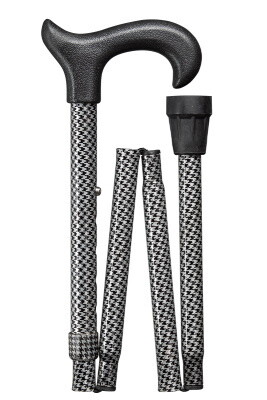 Plooibare wandelstok ZWART-WIT 85 cm - 95 cm