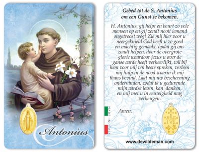 Antonius Plastic Kaartje met Medaille en Gebed
