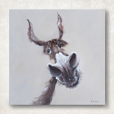 Schilderij - Happy Donkey (80 x 80 x 3,5 cm)