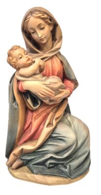 Beeld Madonna met kind 22 cm -HOUTSNIJWERK-