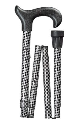 Plooibare wandelstok ZWART-WIT 85 cm - 95 cm