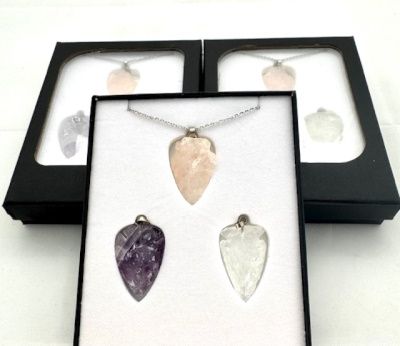 Edelsteen hanger set van 3 stuks met ketting