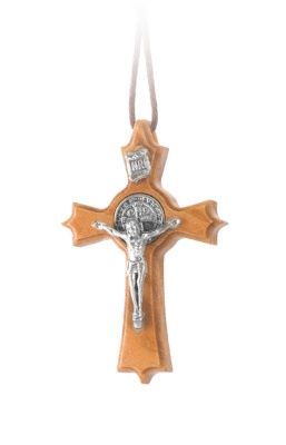 Kruisje OLIJFHOUT 5 cm MET KOORD -Benedictus-