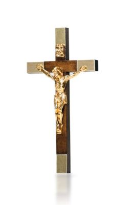 kruis 13 cm HOUT- corpus METAAL