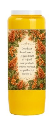 Noveenkaars DEZE KAARS BRANDT VOOR U - PATCHOELIGEUR - KRACHT &amp; VRIJHEID  -