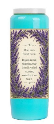 Noveenkaars DEZE KAARS BRANDT VOOR U - LAVENDELGEUR - RUST &amp; VOORSPOED -