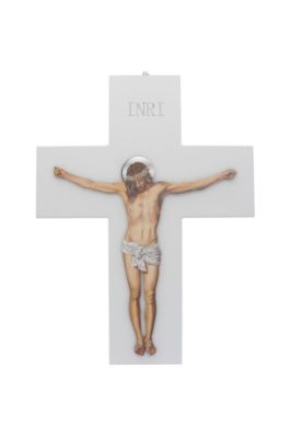 kruis 37 x 28 cm HOUT - corpus in relief -