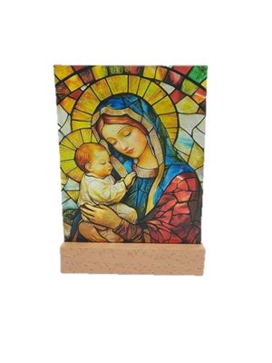 Glasraam Madonna met kind voor theelichtje Glasraam Madonna met kind voor theelichtje