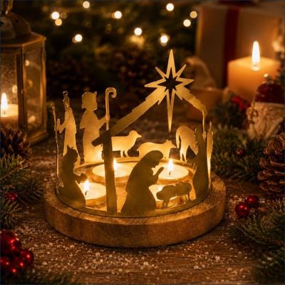 Kerstset Theelichthouder voor 4 stuks