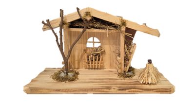 Kerststal 43 x 20 x 23 cm voor 10 - 13 figuren