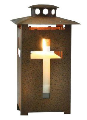 Graflantaarn roest metaal   13.5 x 13.5 x 25 cm