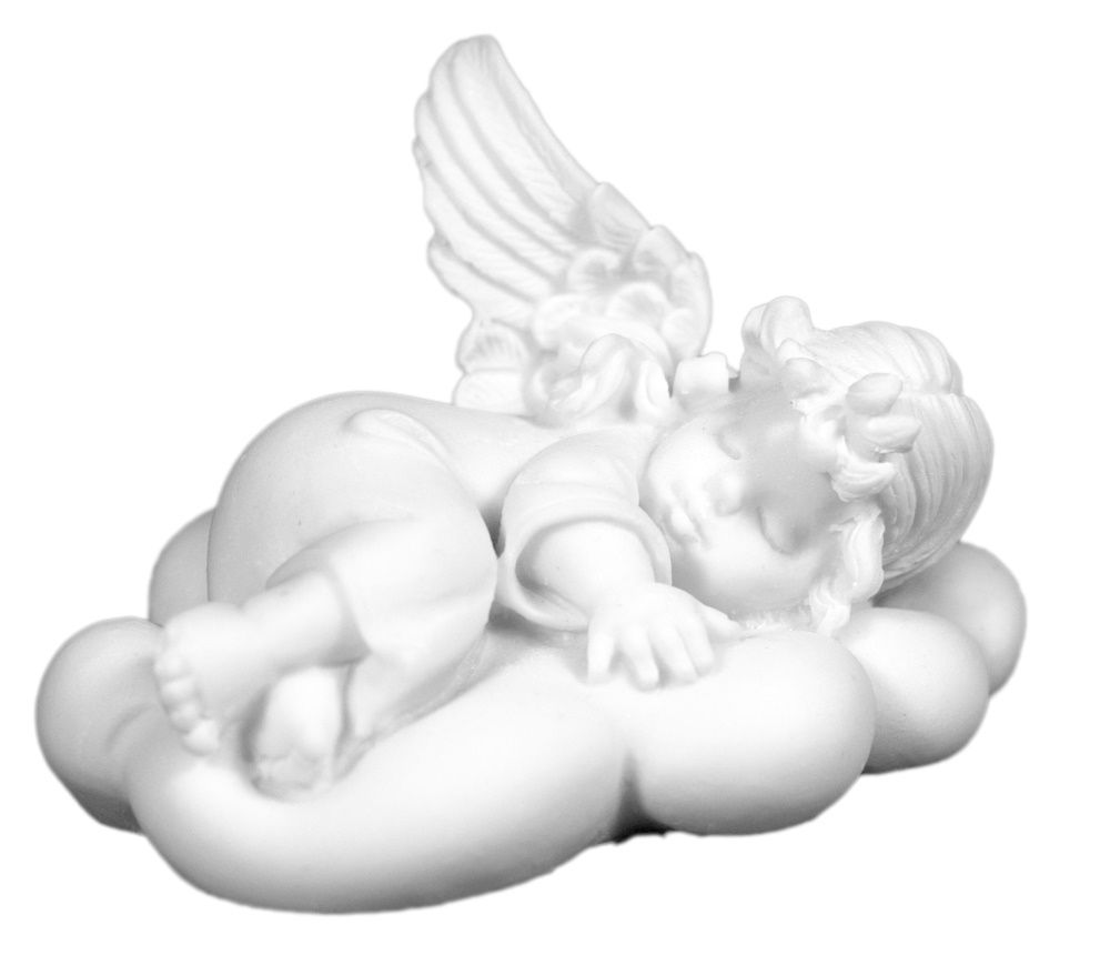 Engel liggend met hart 6 x 10 cm