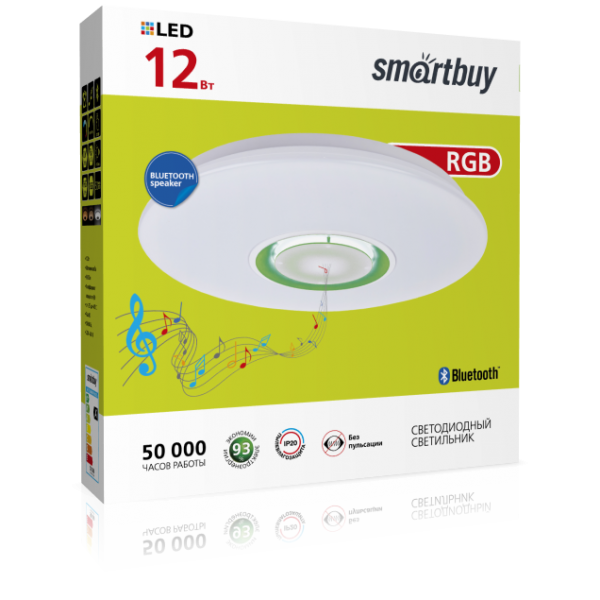 Светильник LED MP3 Bluetooth Smartbuy управляемый св-к-люстра св/д 24W(1820lm) 5730SMD 4K+RGB 400х70 Bluetooth-динамик