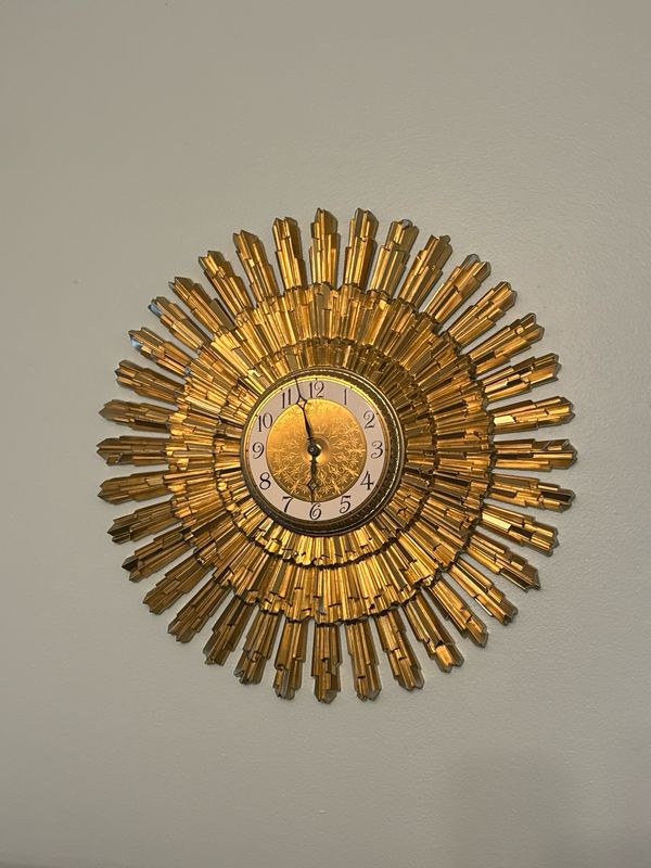 Beautiful, Gold, Mid Century Clock