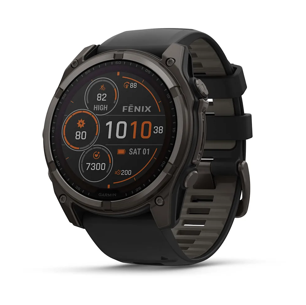 Смарт-часы Garmin Fenix 8 SOLAR 51 mm Sapphire, Carbon Gray DLC Titanium with Black/Pebble Gray Silicone Band