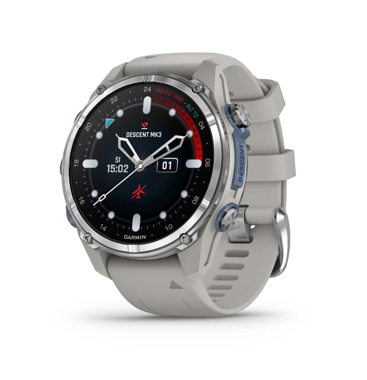Смарт-годинник GARMIN Descent Mk3 43mm Stainless Steel with Fog Gray Silicone Band