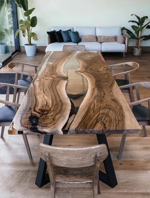 Alisso​ стіл з епоксидної смоли + у комплекті 6 стільцiв