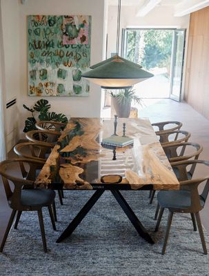 ​Стіл Aragia​ з оливкового дерева + у комплекті з 8ми стільцями