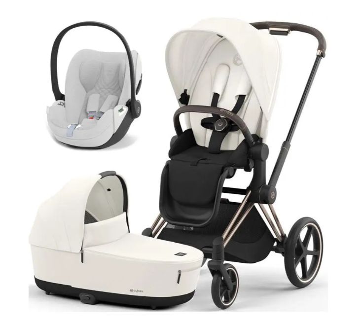 Cybex Priam 3 в 1 Off White шасси Rosegold 4.0 автокресло Cloud T i-Size White
