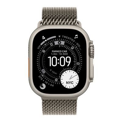 Apple Watch Ultra 3 GPS + Cellular 49mm Natural Titanium Case with Natural Titanium Milanese Loop (MEWY4)